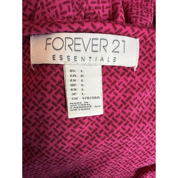 Forever 21 Dress Size L Pink Geometric Print 3/4 Sleeve True Wrap V-neck Lined - Picture 8 of 8